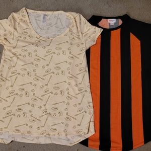 LuLaRoe Lot of 2 Shirts Randy & Classic T Football/Hockey NWT XS